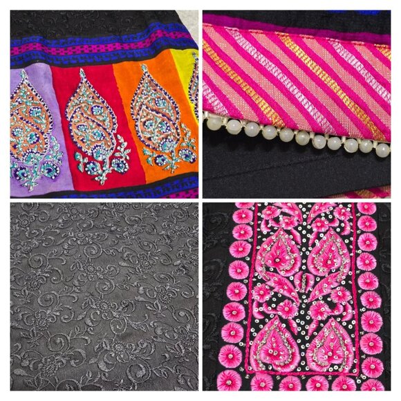 Yasmeen Arif Women's Embroidered Sequins Beaded Lace Sleeve Indian Kurta Dress - Picture 9 of 13